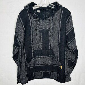 Molina Black Gray Drug Rug Rag Mexican Baja Hoodie Size M Vintage